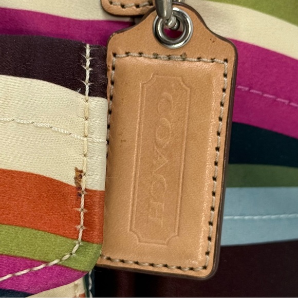 Coach Legacy Multicolor Turnlock Satin Stripe Leah Tote + Wristlet - Picture 6 of 13